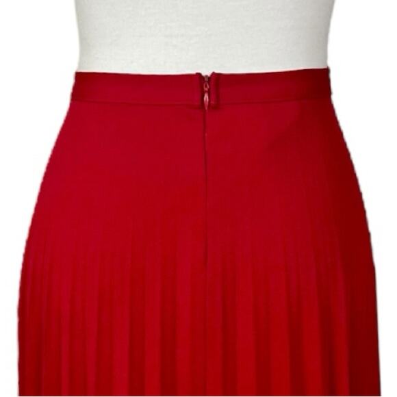 Mix It Midi Skirt Knife Pleated A-line Stretch Red Women’s Size 14 Tall - Picture 8 of 9